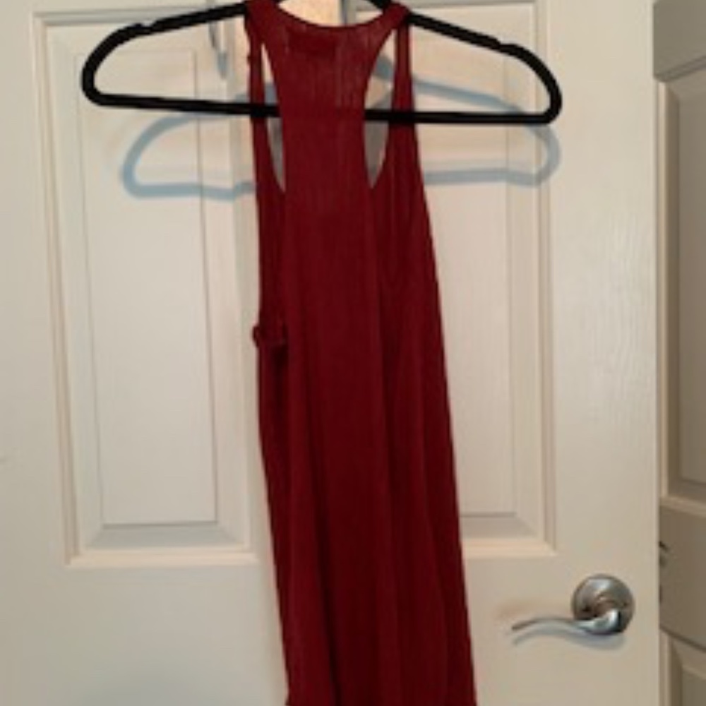Red Ribbed Racer Back Tank - Picture 4 of 4